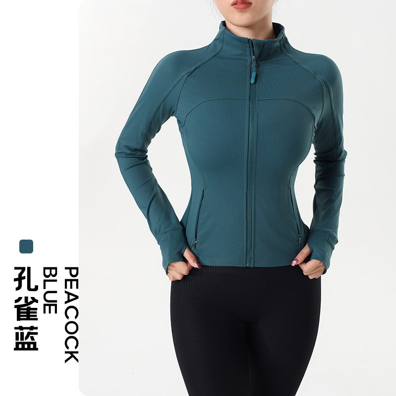 Women’s Ribbed Long-Sleeve Zip-Front Activewear Jacket