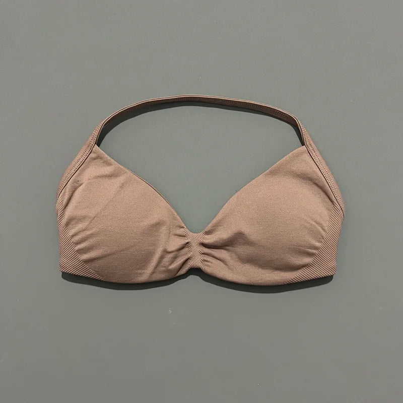 Women’s Halter Sports Bra – Open-Back Design