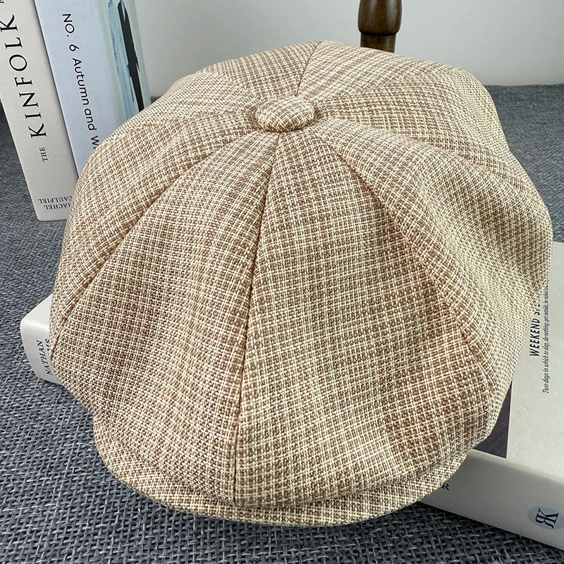 Unisex Textured Linen Newsboy Cap