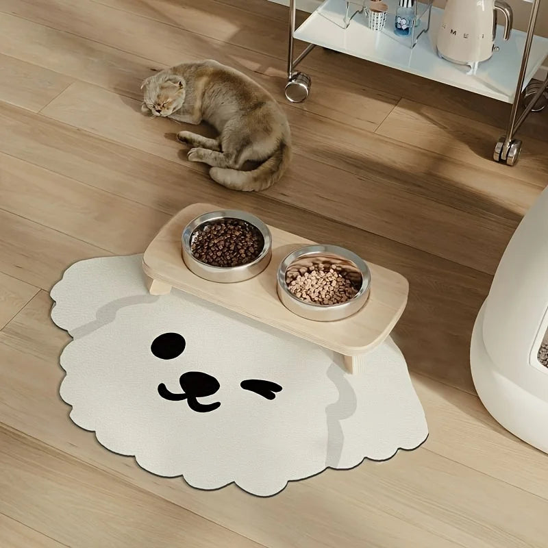 Cartoon Dog-Face Pet Feeding Mat – Four Sizes