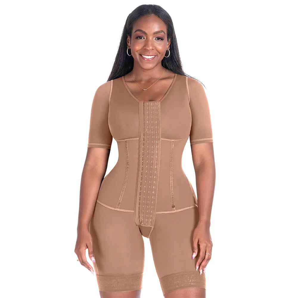 Women’s Hook-Front Shapewear Bodysuit with Sleeves