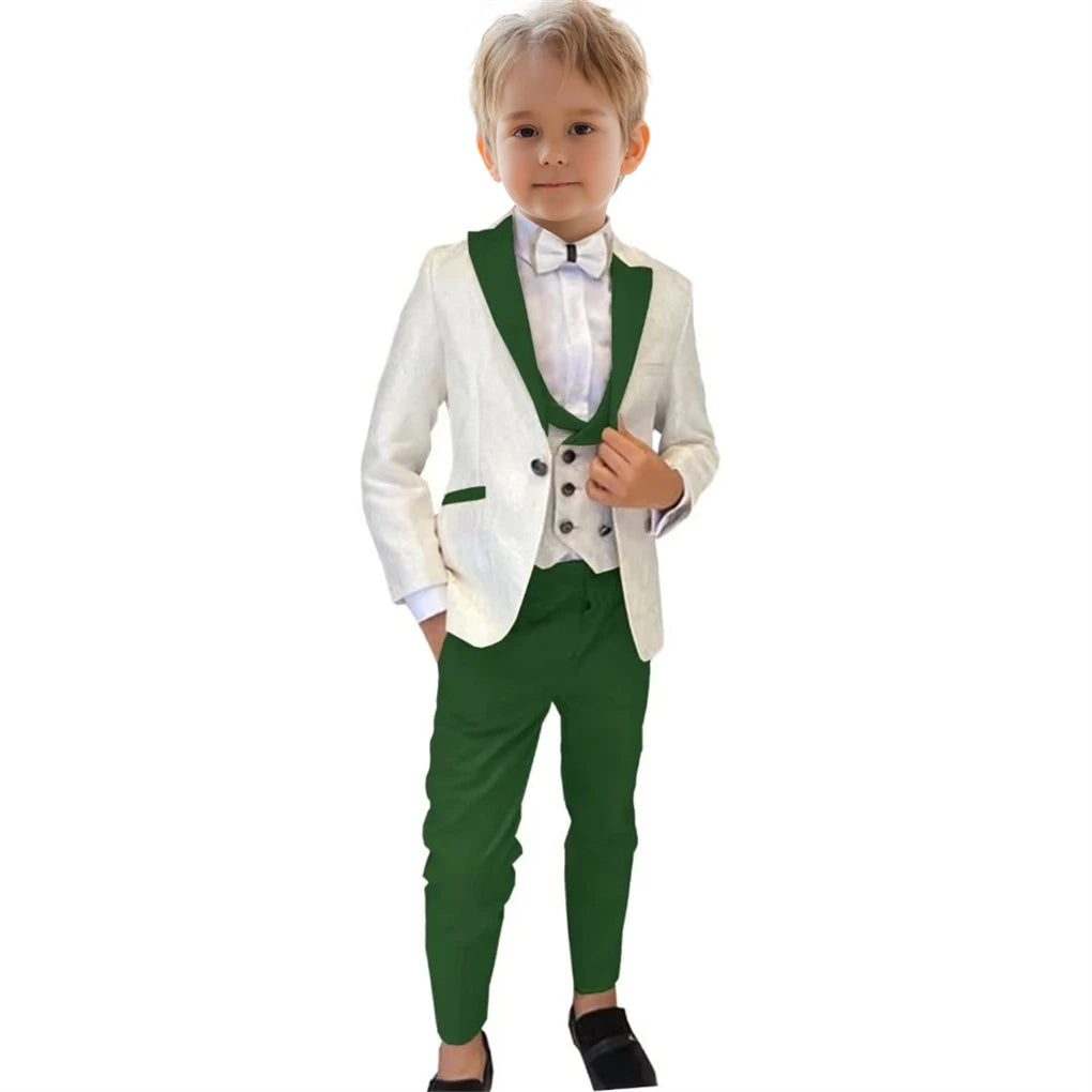 Boys' Paisley 3-Piece Suit Set with Jacket, Vest & Trousers