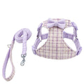 Plaid Bow Pet Harness & Leash Set