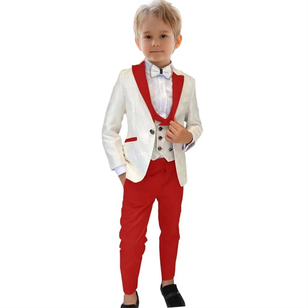 Boys' Paisley 3-Piece Suit Set with Jacket, Vest & Trousers