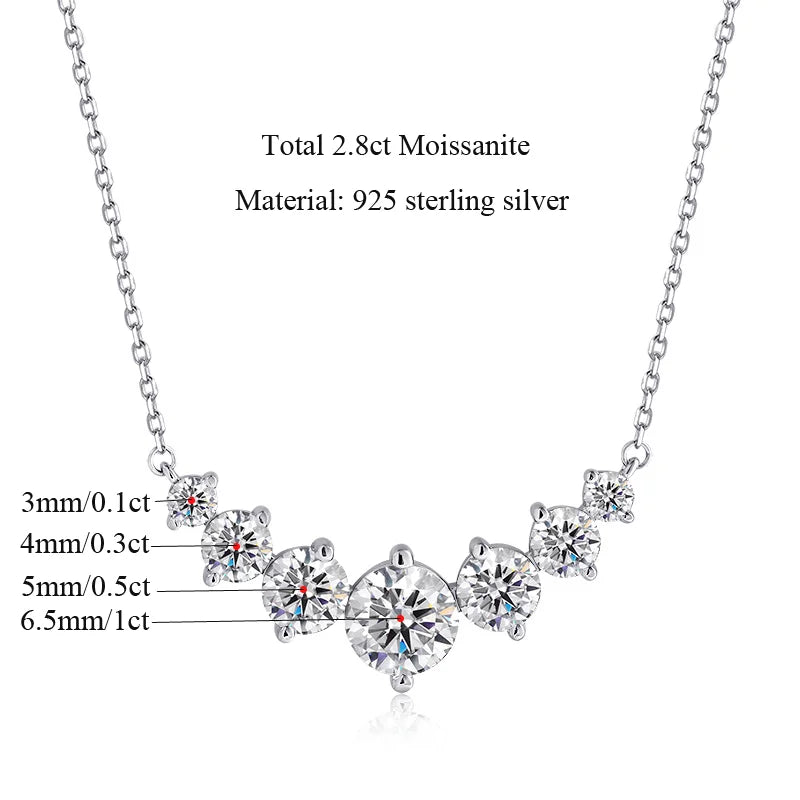Moissanite or Zircon Solitaire Pendant Necklace in 925 Sterling Silver