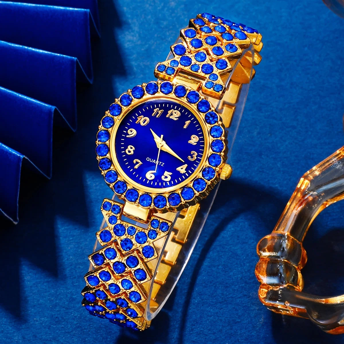 Women’s 6-Piece Quartz Watch & Jewelry Set – Blue or Red