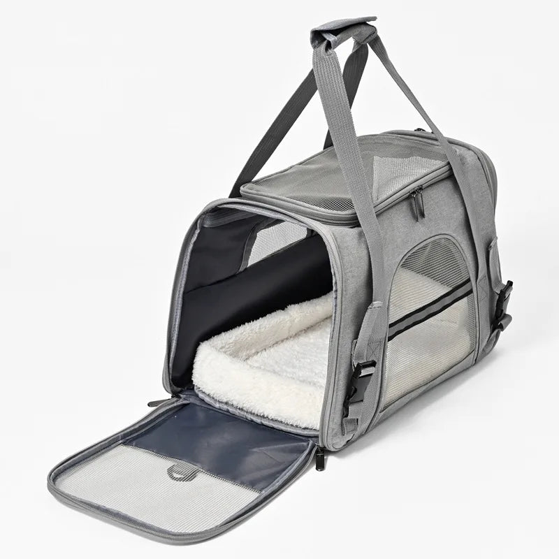 Soft-Sided Pet Carrier Bag with Mesh Panels