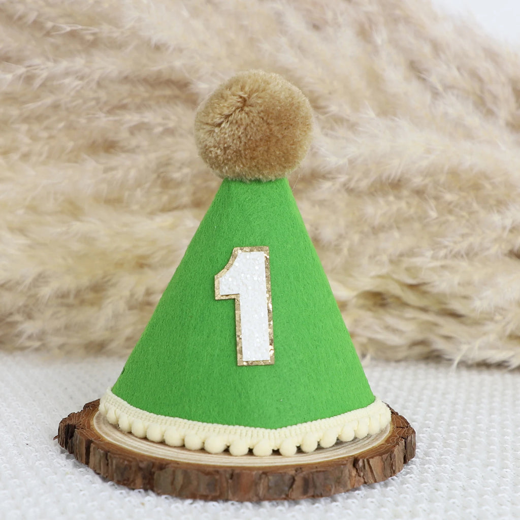 1st Birthday Hat Handmade Party Decoration Cone Hat Pet Hat First Birthday Photography Atmosphere Prop for Girls and Boys