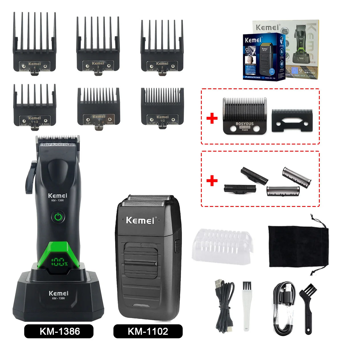 Rechargeable Hair Clippers, Trimmers and Grooming Kit Options