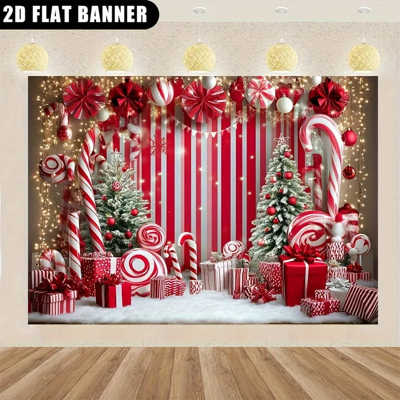 Candy Cane & Peppermint Christmas Photo Backdrop