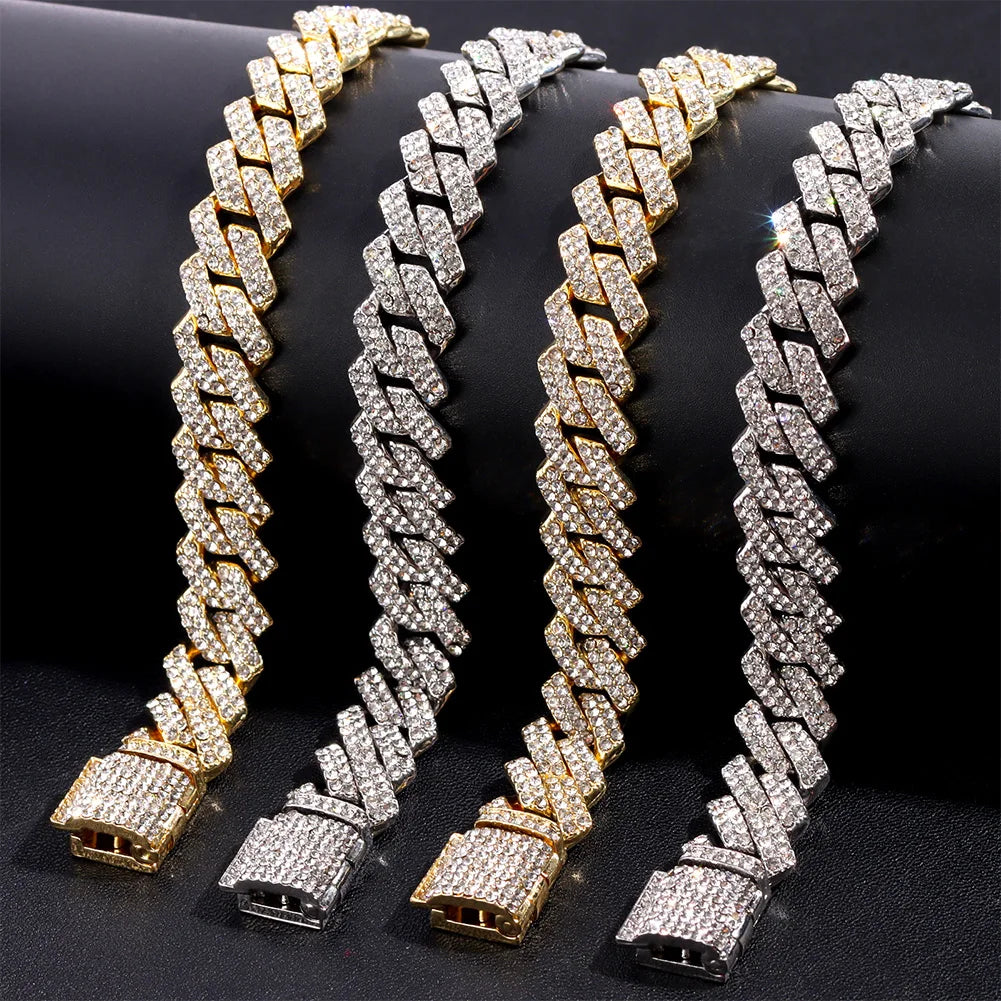 Rhinestone Cuban Link Chain – Necklace & Bracelet Options