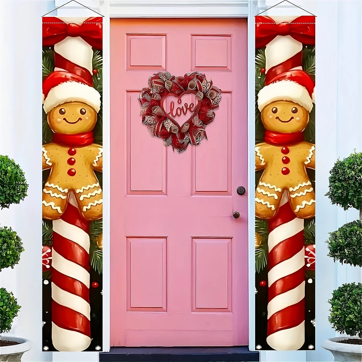 Gingerbread & Candy Cane Christmas Door Banner