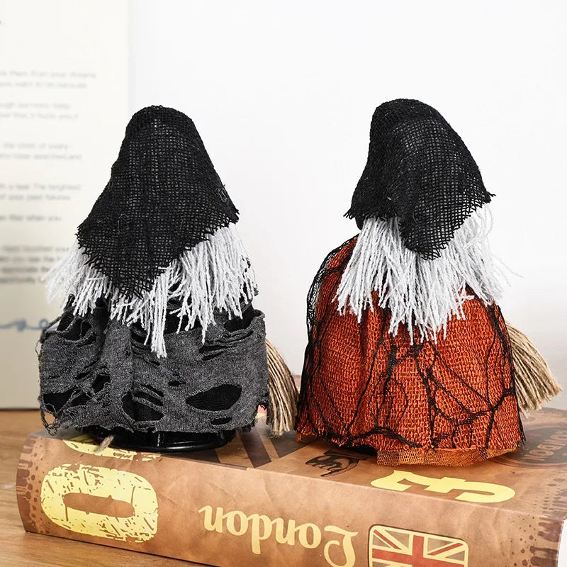 Halloween Tabletop Witch with Broom – Black or Orange