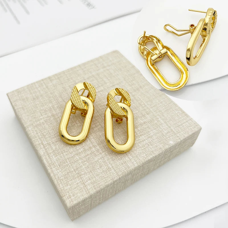Gold-Tone Rectangular-Link Four-Piece Jewelry Set