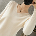 V-Neck Loose Knit Sweater, Soft Long Sleeve Pullover