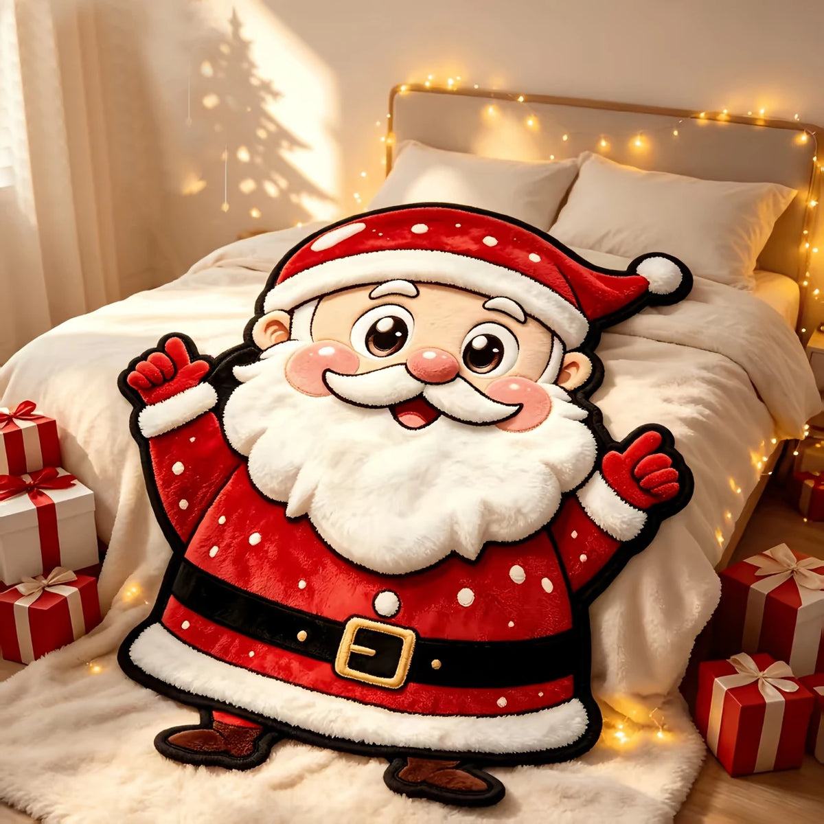 Santa Claus Shaped Plush Christmas Blanket