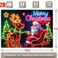 Neon-Style Santa & Reindeer Christmas Photo Backdrop
