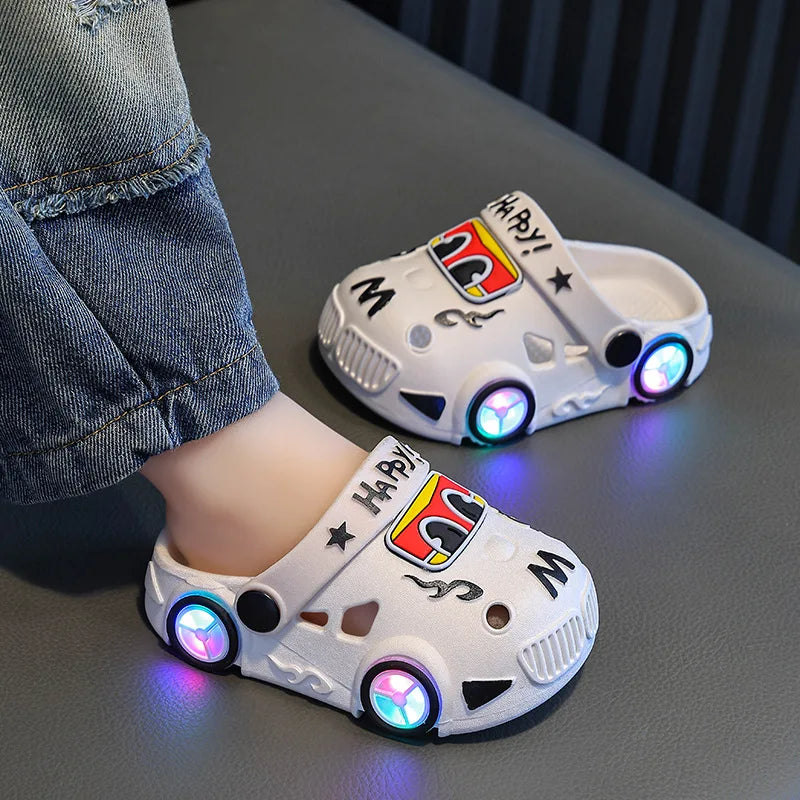 Kids’ Light-Up Car Clogs with Heel Strap