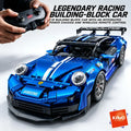 KAVOWORLD Metallic-Blue Sports Car Building Set – 444 Pieces