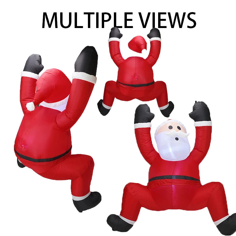 6FT Christmas Inflatable Climbing Santa with LED Lights Blow Up Yard Decor 1.8M Funny Santa Climbing Wall for Outdoor Garden Lawn Holiday Party Xmas Decor Yard Cafe Outdoor Decoration Props