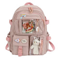 Colorblock School Backpack with Clear Display Pockets