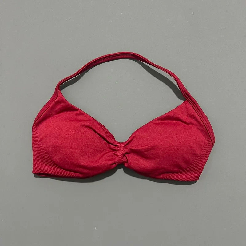 Women’s Halter Sports Bra – Open-Back Design