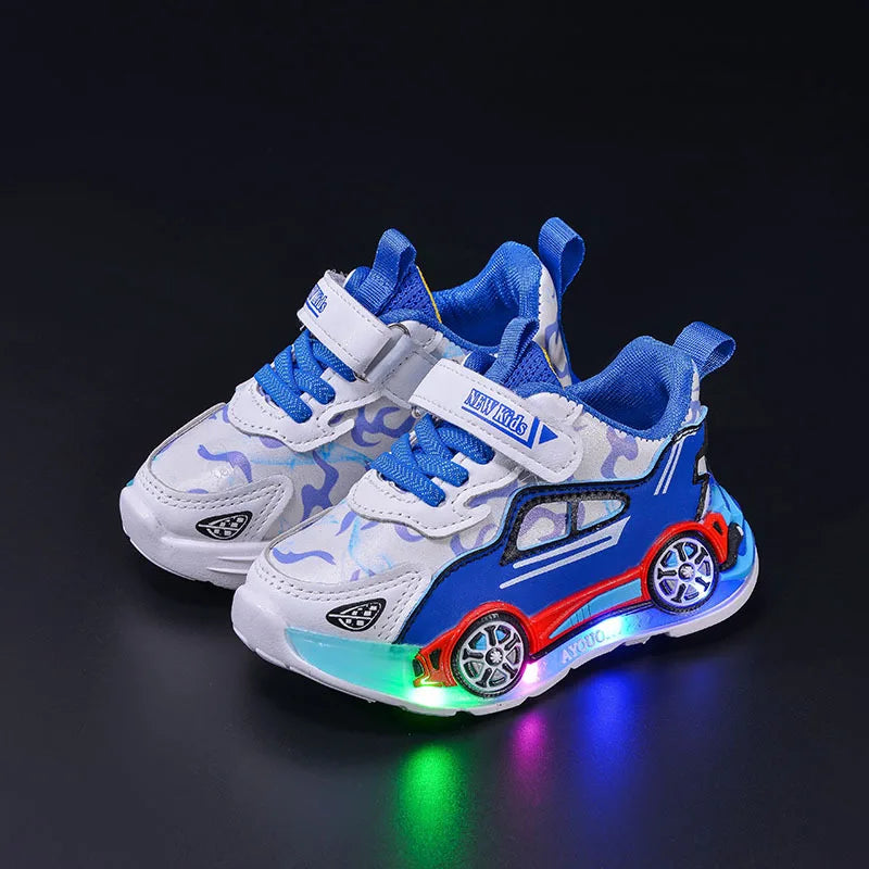 Kids’ LED Light-Up Sneakers with Hook-and-Loop Closure