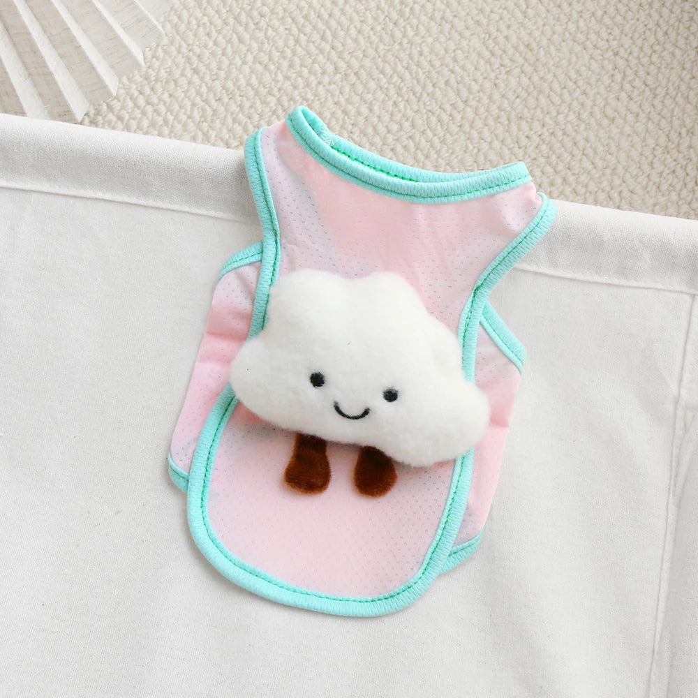 Cloud-Decorated Mesh Dog Vest – Pastel Styles