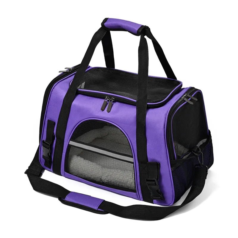 Soft-Sided Pet Carrier Bag with Mesh Panels