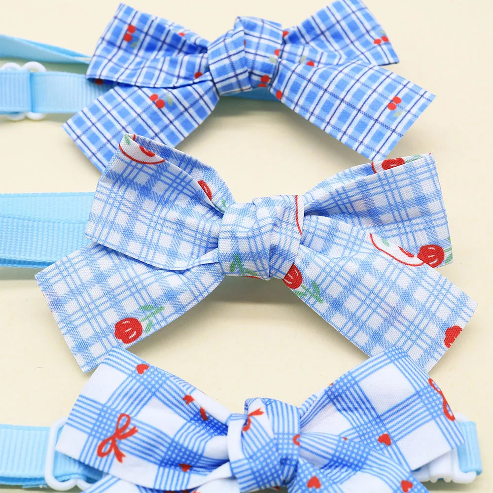 Blue Patterned Pet Bow Ties with Adjustable Straps