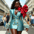 Statement Bow Blazer with Appliqué Sleeves
