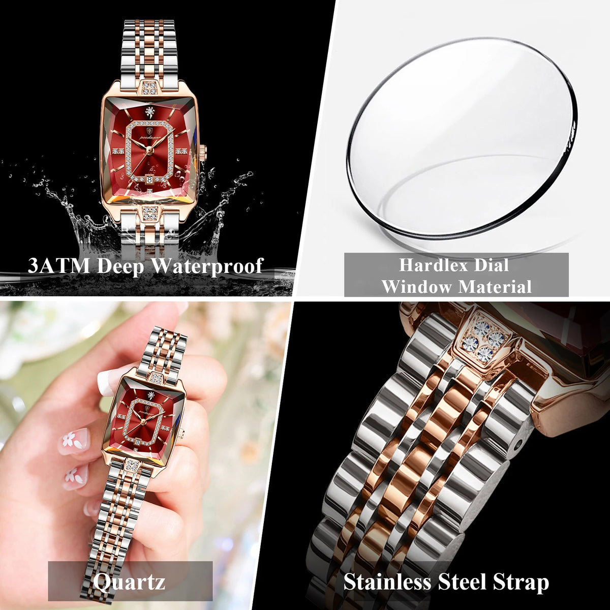 POEDAGAR 785 Women's Rectangular Quartz Watch