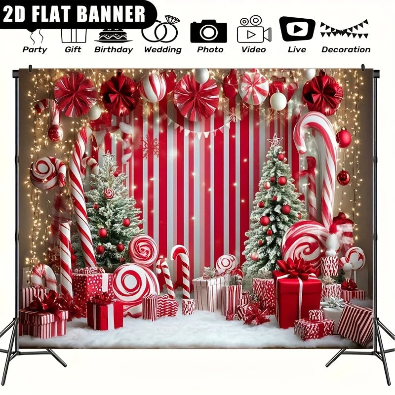 Candy Cane & Peppermint Christmas Photo Backdrop