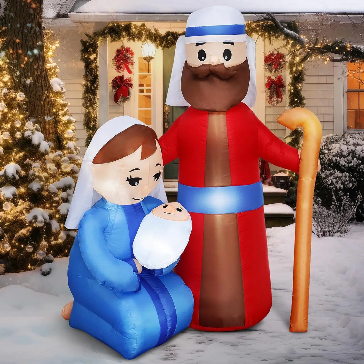 6-Foot LED Christmas Inflatable Nativity – Mary, Joseph & Baby Jesus