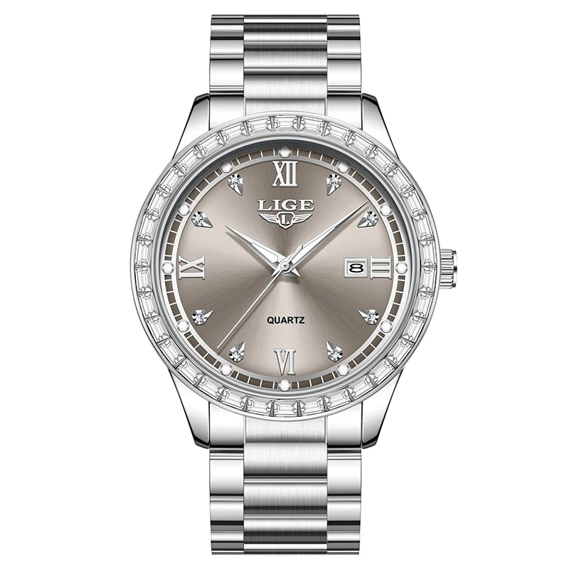 LIGE Women's Quartz Watch with Stainless Steel Band