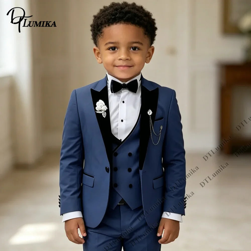 Boys’ 5-Piece Formal Suit Set with Bow Tie & Necktie – 3T–14T