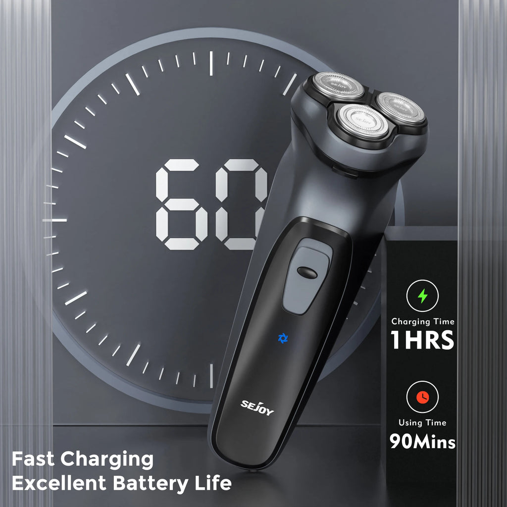 Men’s Rechargeable Triple-Head Rotary Shaver with Pop-Up Trimmer