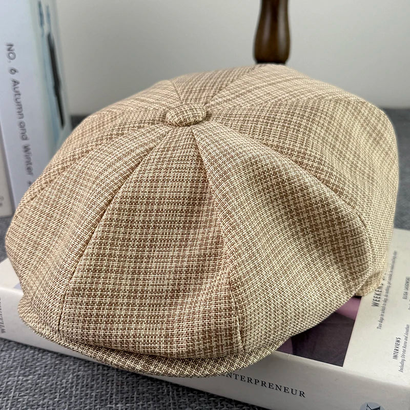 Unisex Textured Linen Newsboy Cap