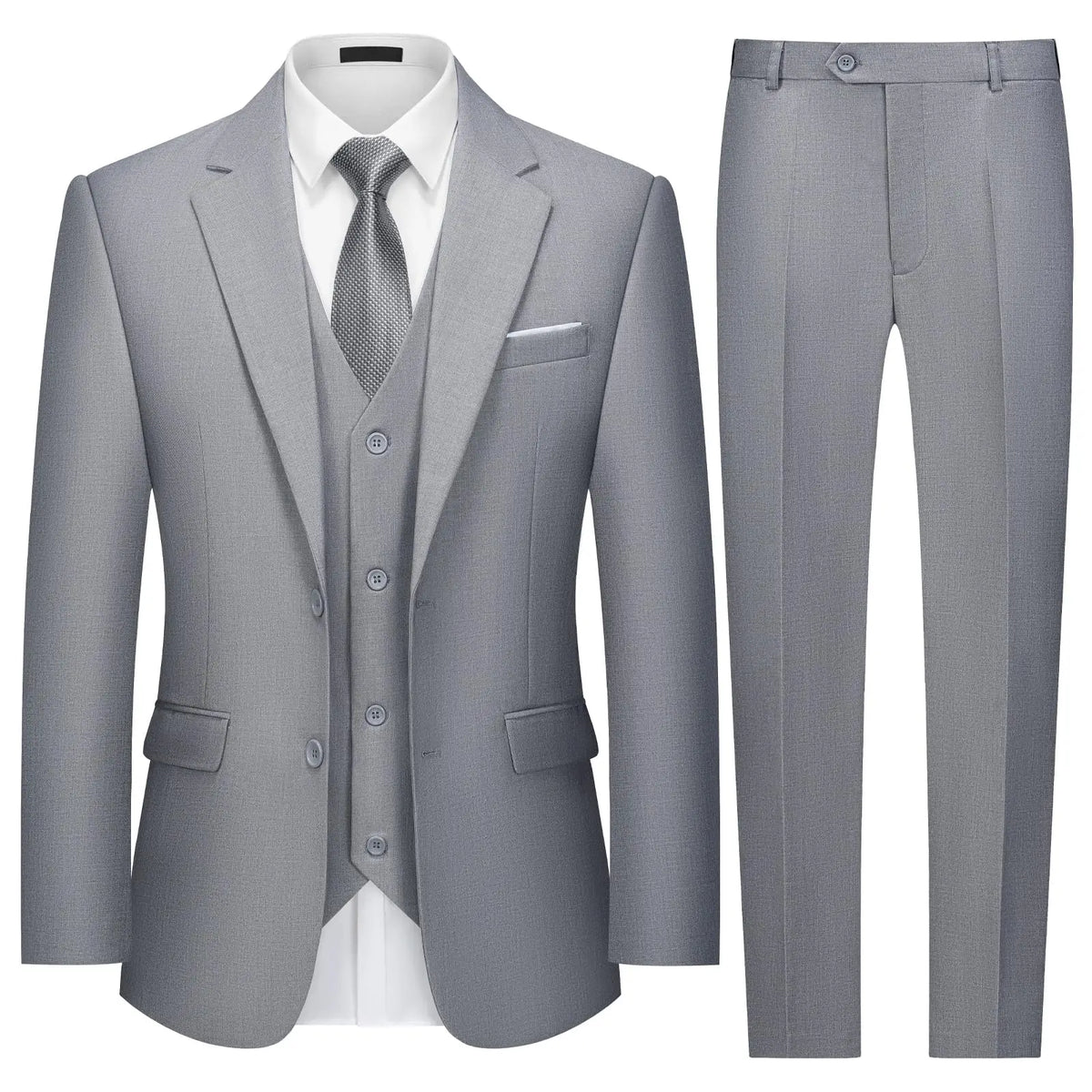 Men's Classic Solid-Color Suit for Weddings & Business