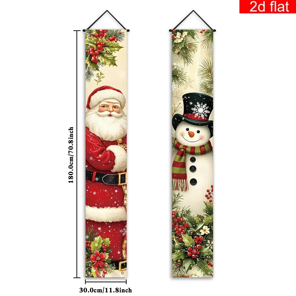 Santa & Snowman Christmas Hanging Door Banners