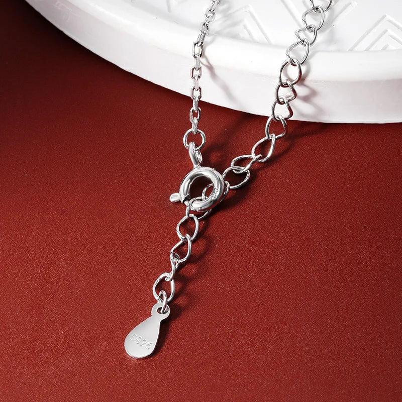 Moissanite or Zircon Solitaire Pendant Necklace in 925 Sterling Silver