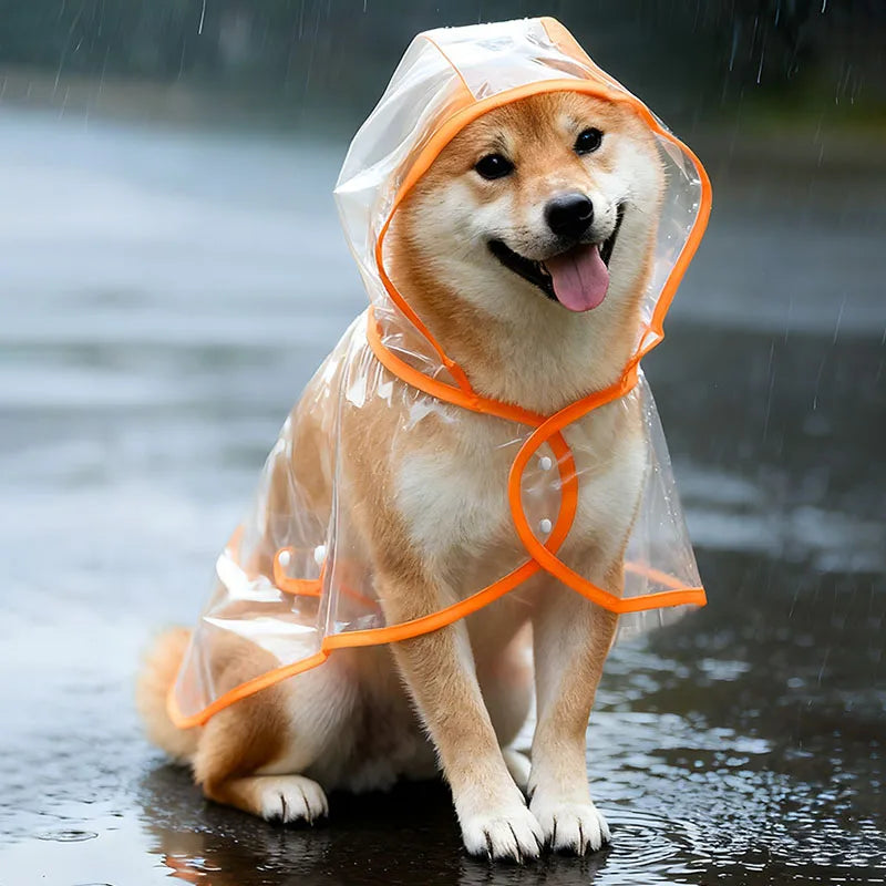 Clear Hooded Dog Raincoat – S to XL