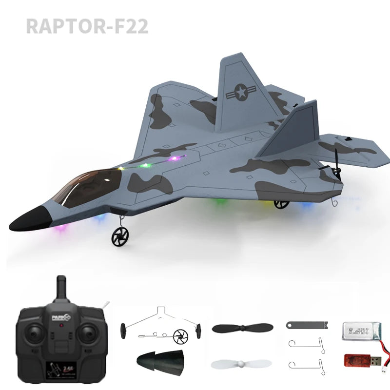 F22S Remote-Control Airplane – Gyro & LED Bundle Options