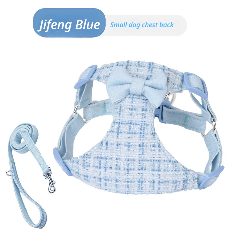 Plaid Bow Pet Harness & Leash Set