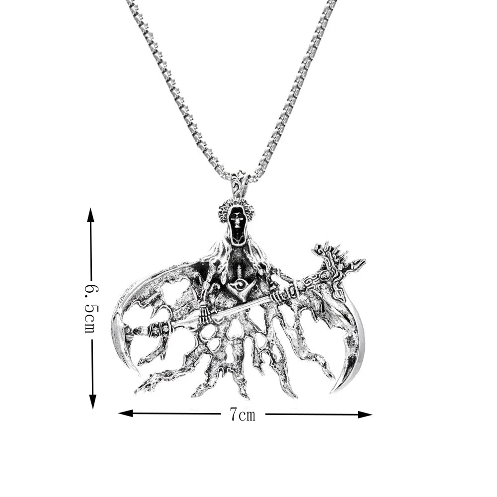 Gothic Grim Reaper Pendant Necklace – 60 cm Chain