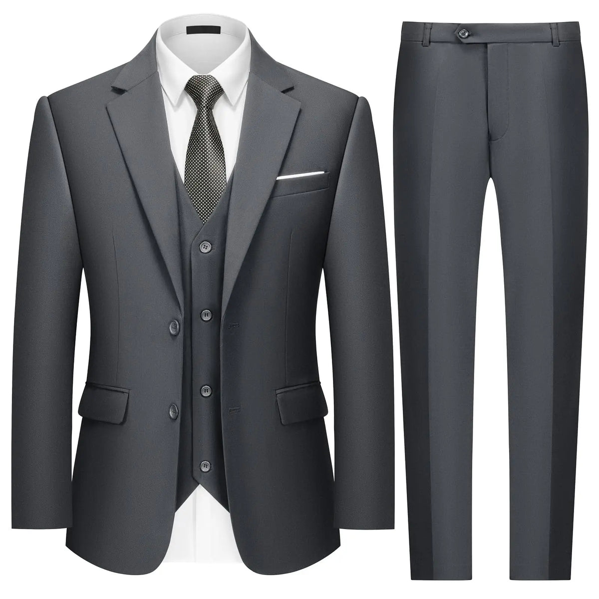 Men's Classic Solid-Color Suit for Weddings & Business