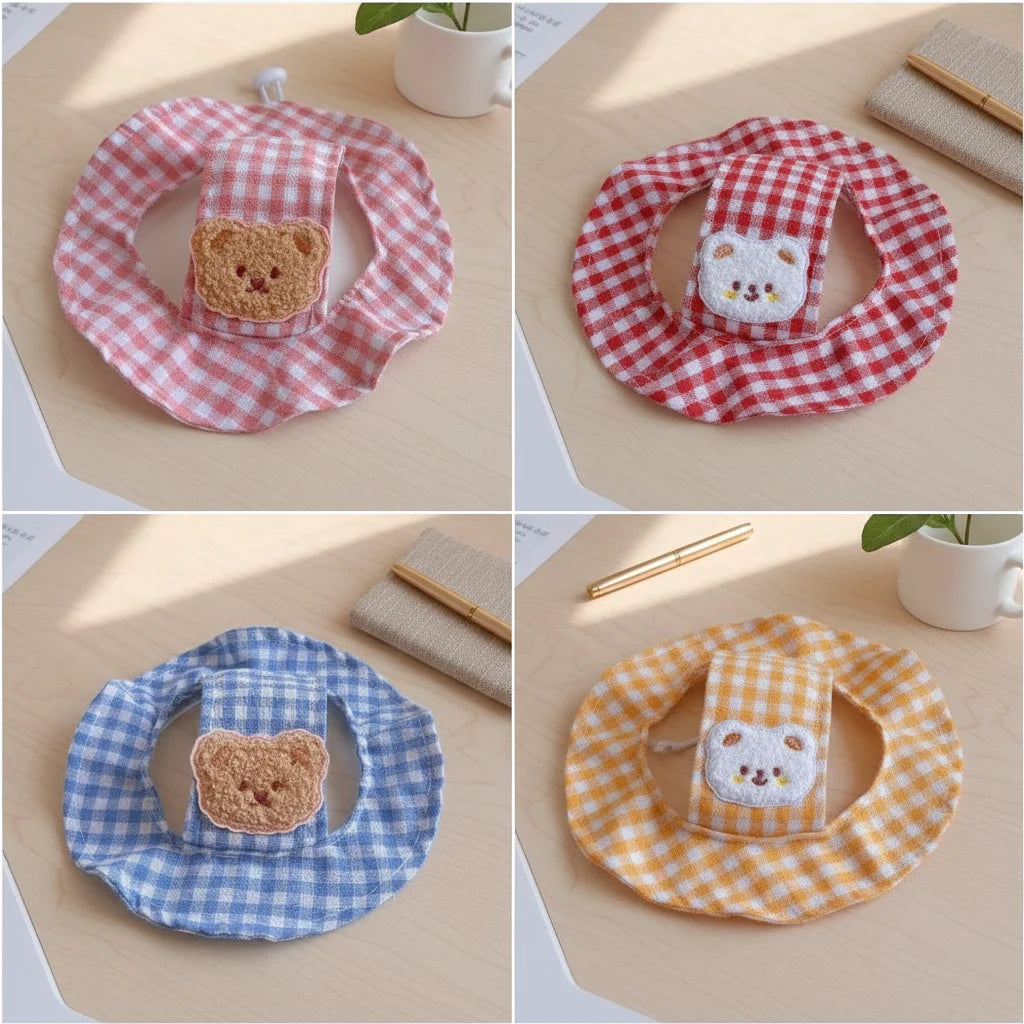 Gingham Dog Bucket Hat with Ear Openings