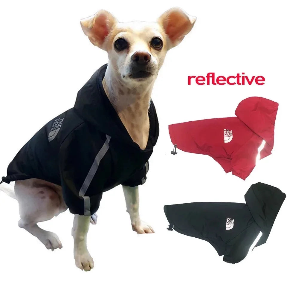 Hooded Dog Jacket with Reflective Details – Red & Black
