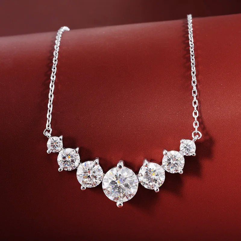 Moissanite or Zircon Solitaire Pendant Necklace in 925 Sterling Silver
