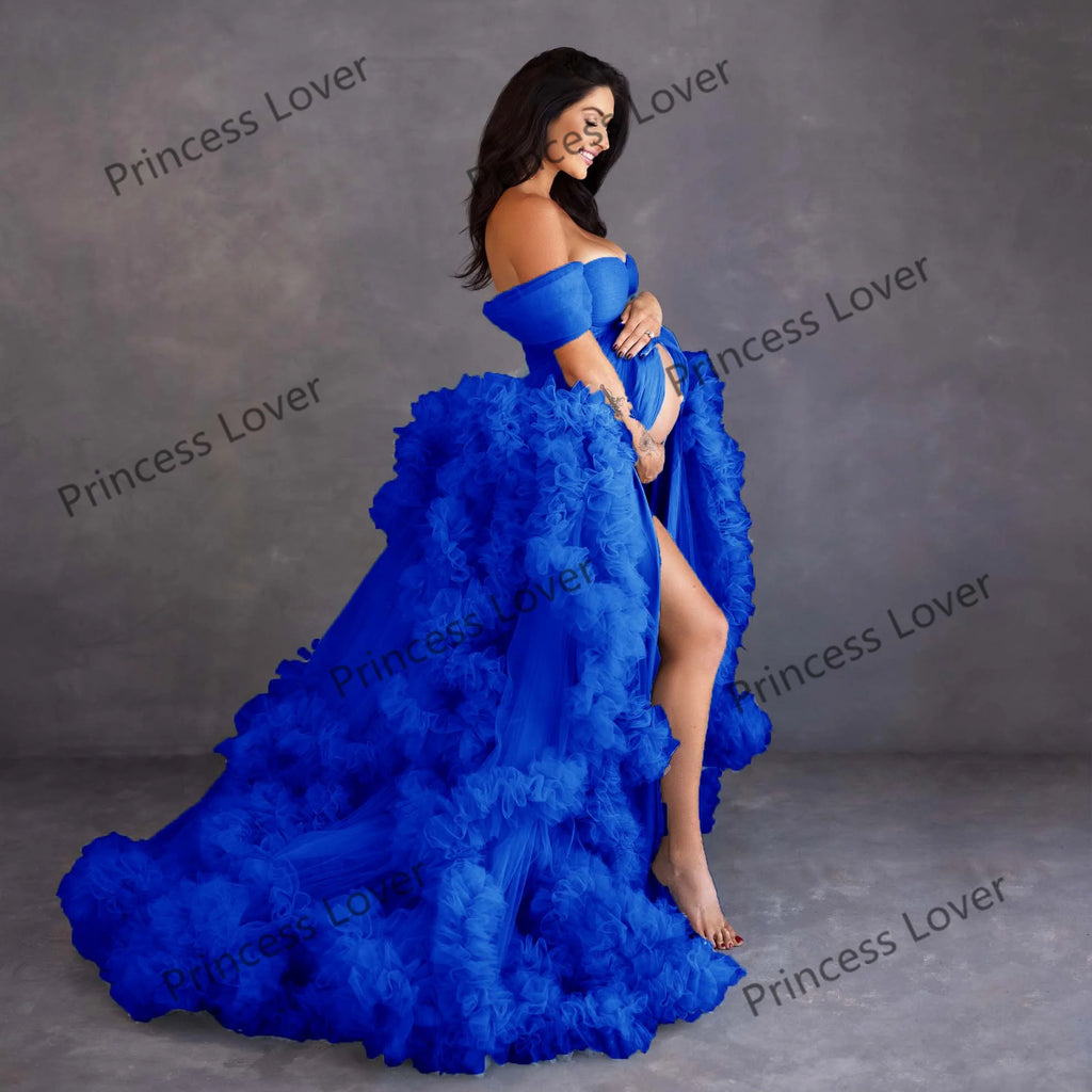 Tiered Tulle Off-Shoulder Prom Dress